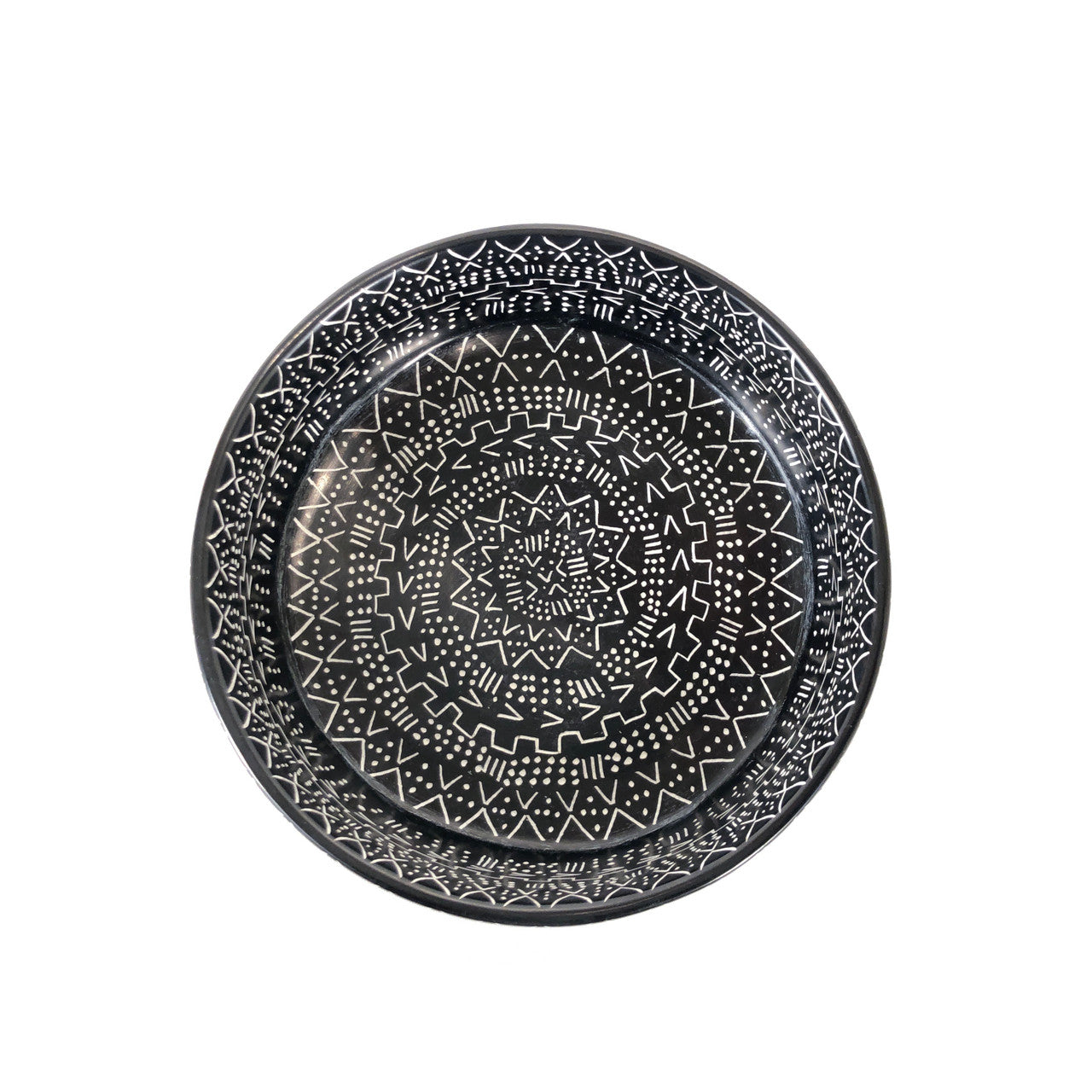 mudcloth design black stone bowl