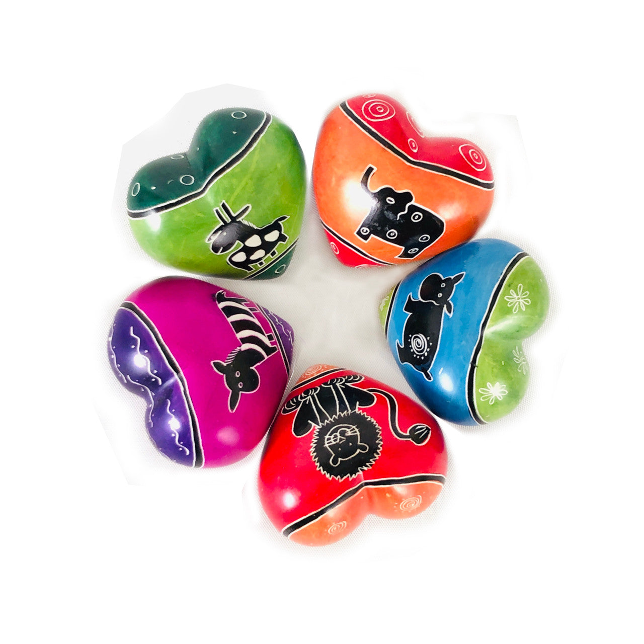 happy multicolor animal hearts