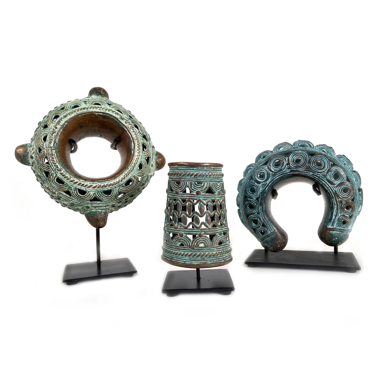 Collection of 3 Bronze cuffs and bangles from Benin