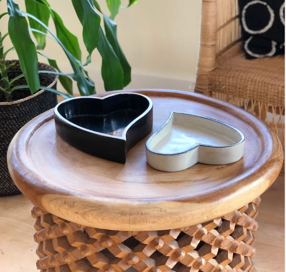 Heart bowls on table