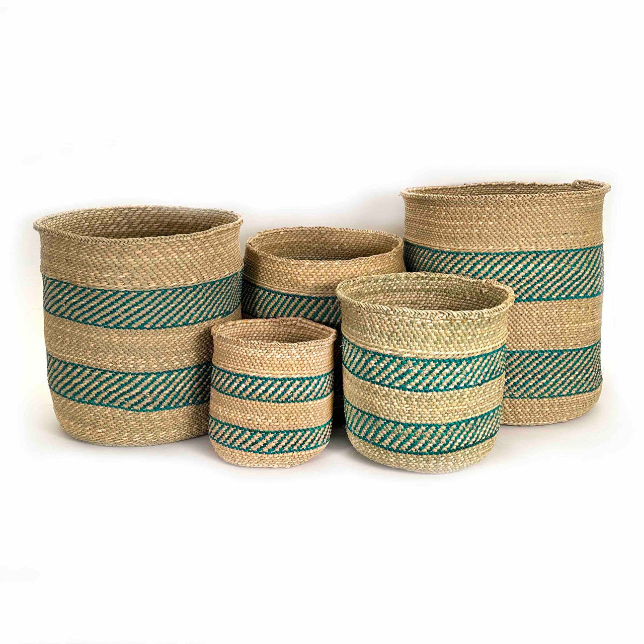 Iringa basket with turquoise stripe group image