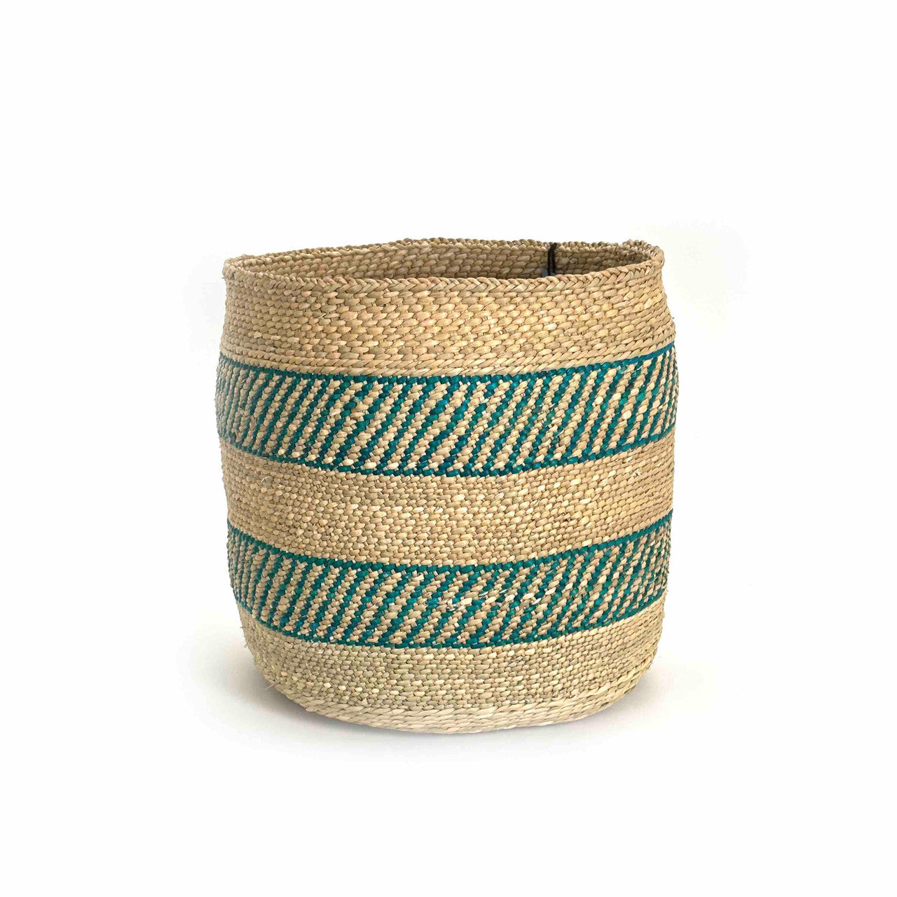 Iringa basket with turquoise stripe large