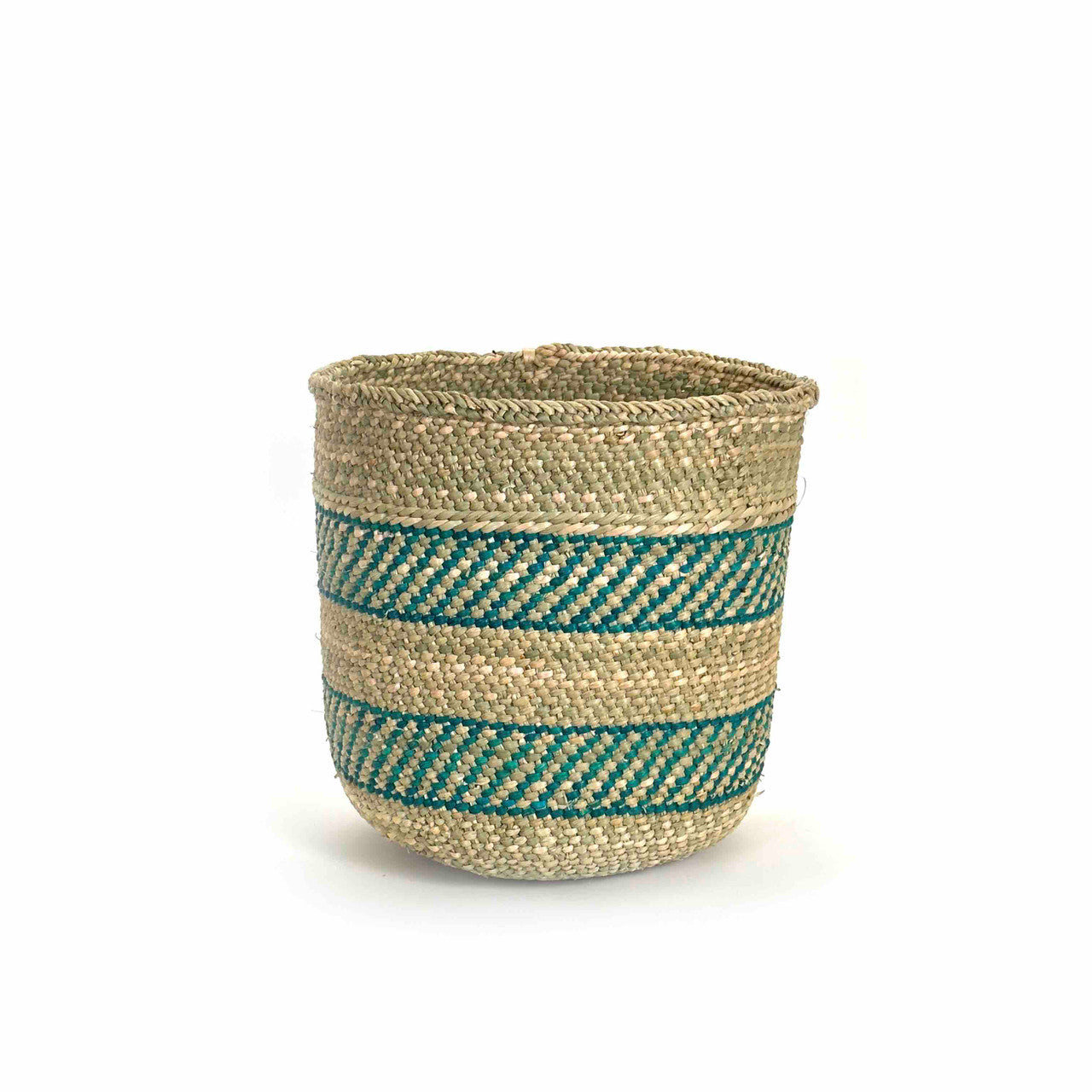 Iringa basket with blue stripe medium