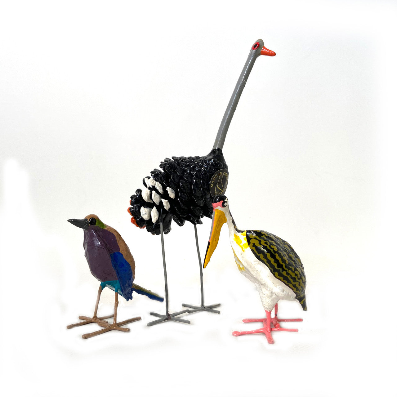 crow, ostrich and pelican seedpod birds
