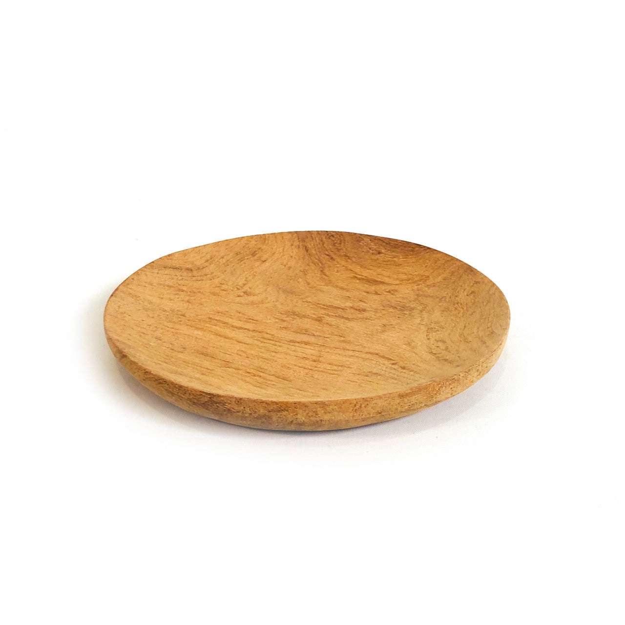 round teak serving platter  side view