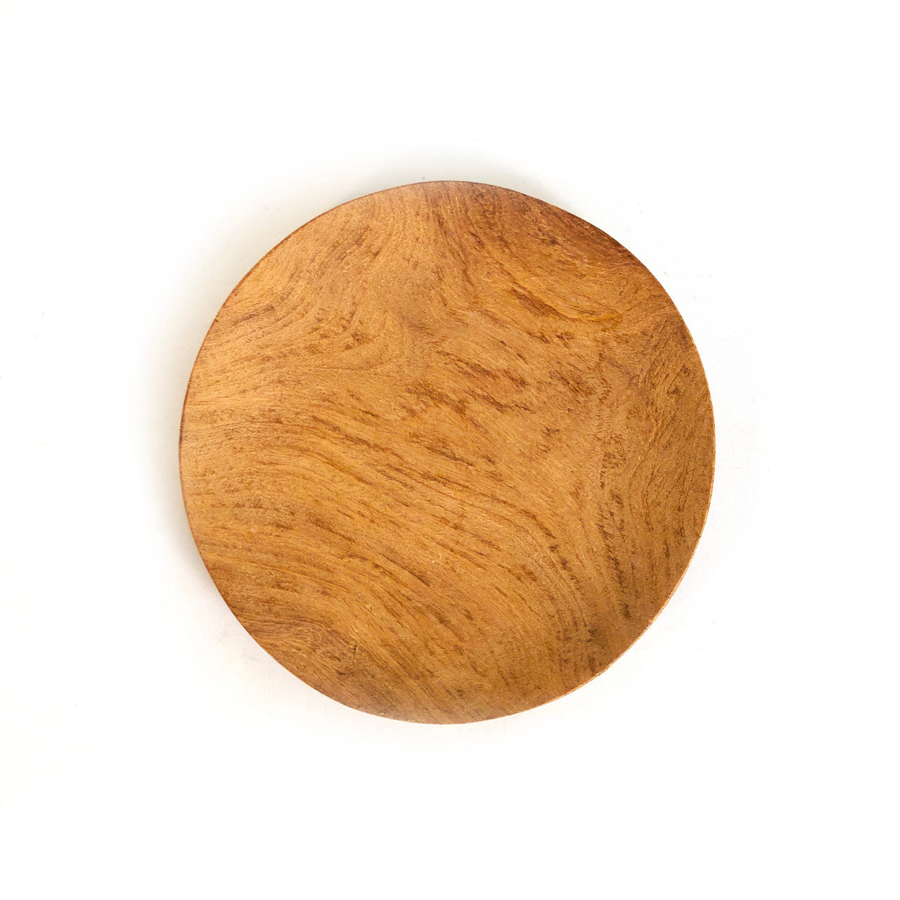 round teak serving platter  top view
