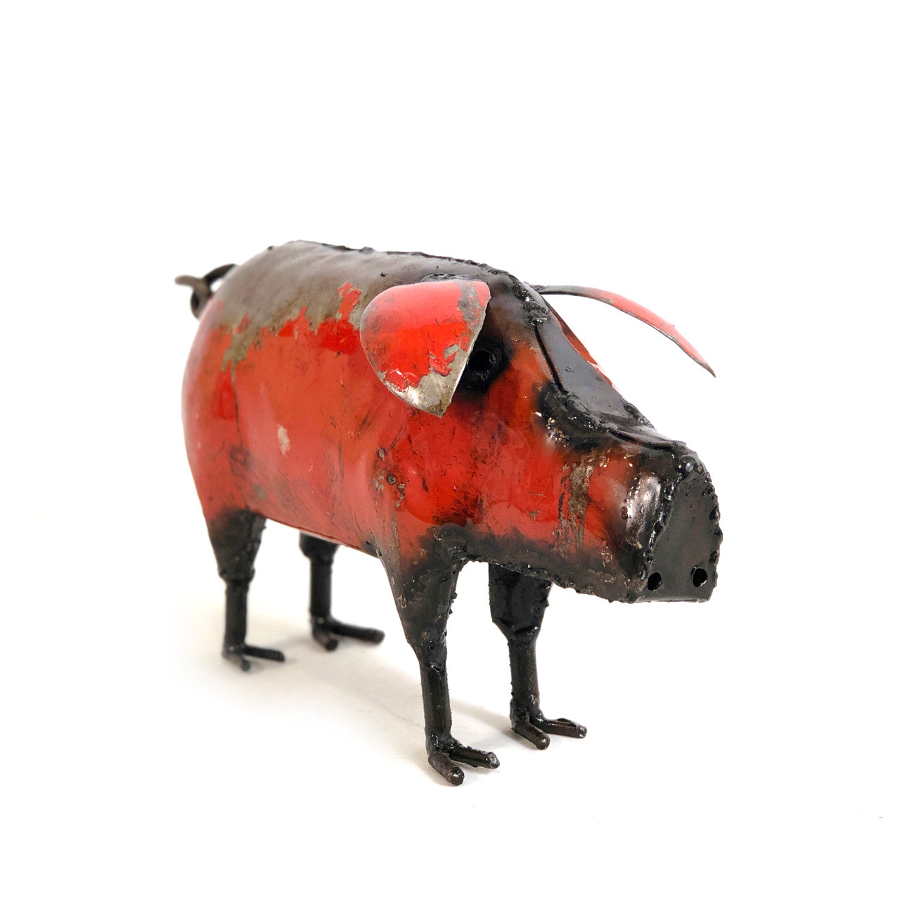 Cute Piggy recycled colorful metal - medium side view