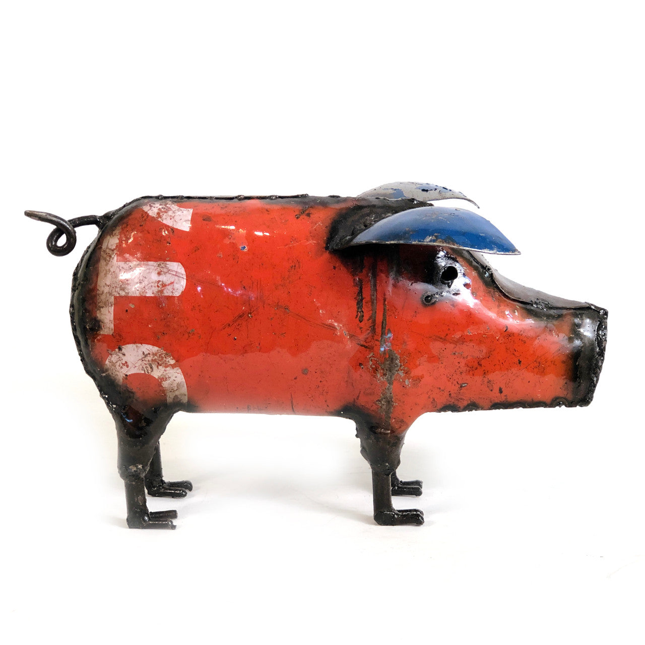 Cute Piggy recycled colorful metal - large 