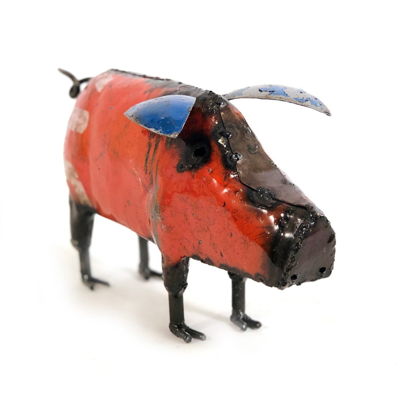 Cute Piggy recycled colorful metal - large side  view