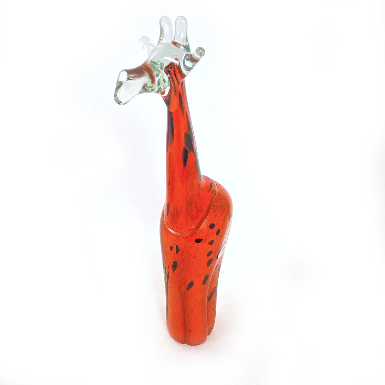 x large orange recycled glass giraffe side view