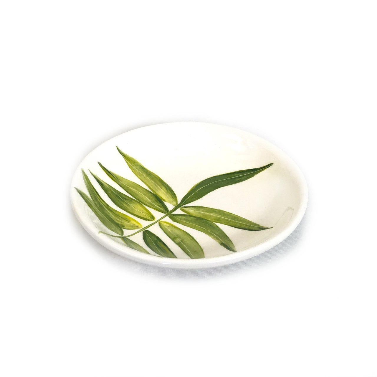 green floating leaves dessert plate