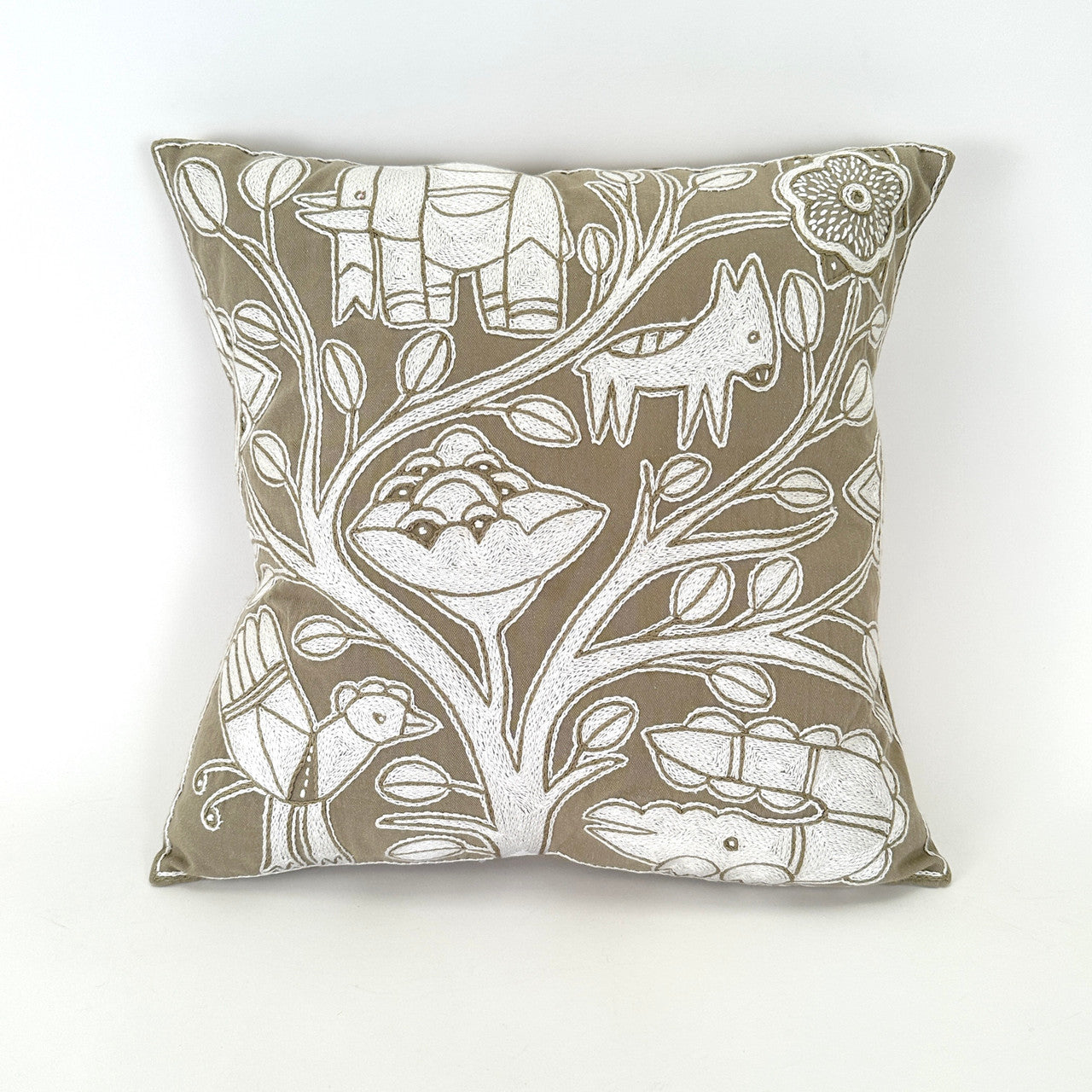 Beige and white pillow cover front