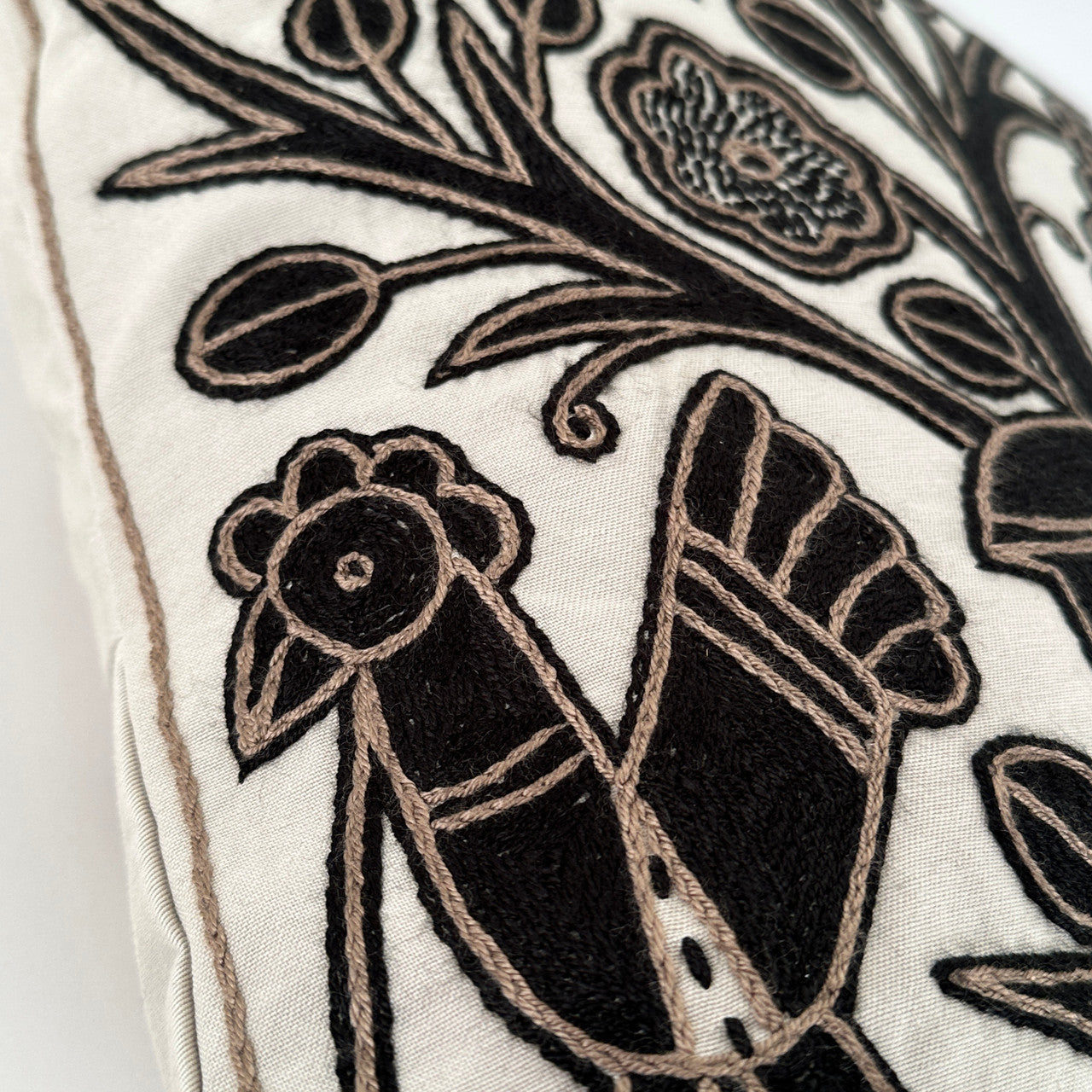 detail of bird embroidery
