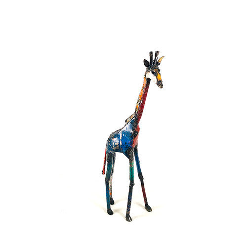 Recycled metal giraffe small sized