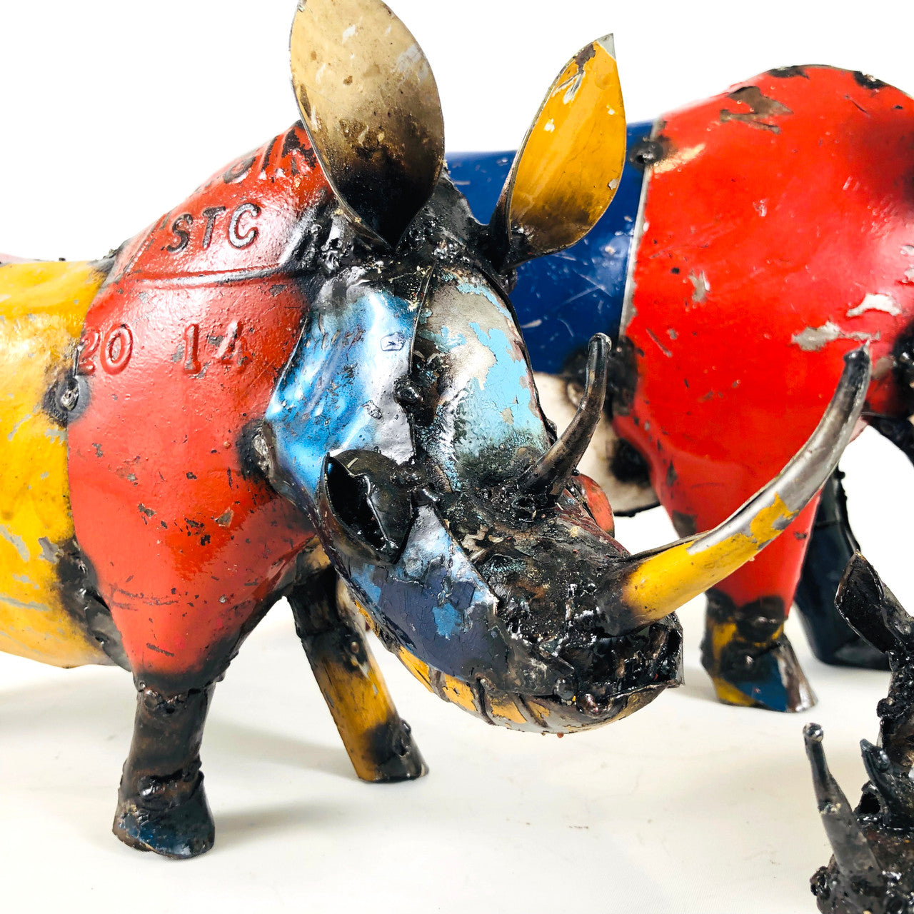 recycled metal rhino detail