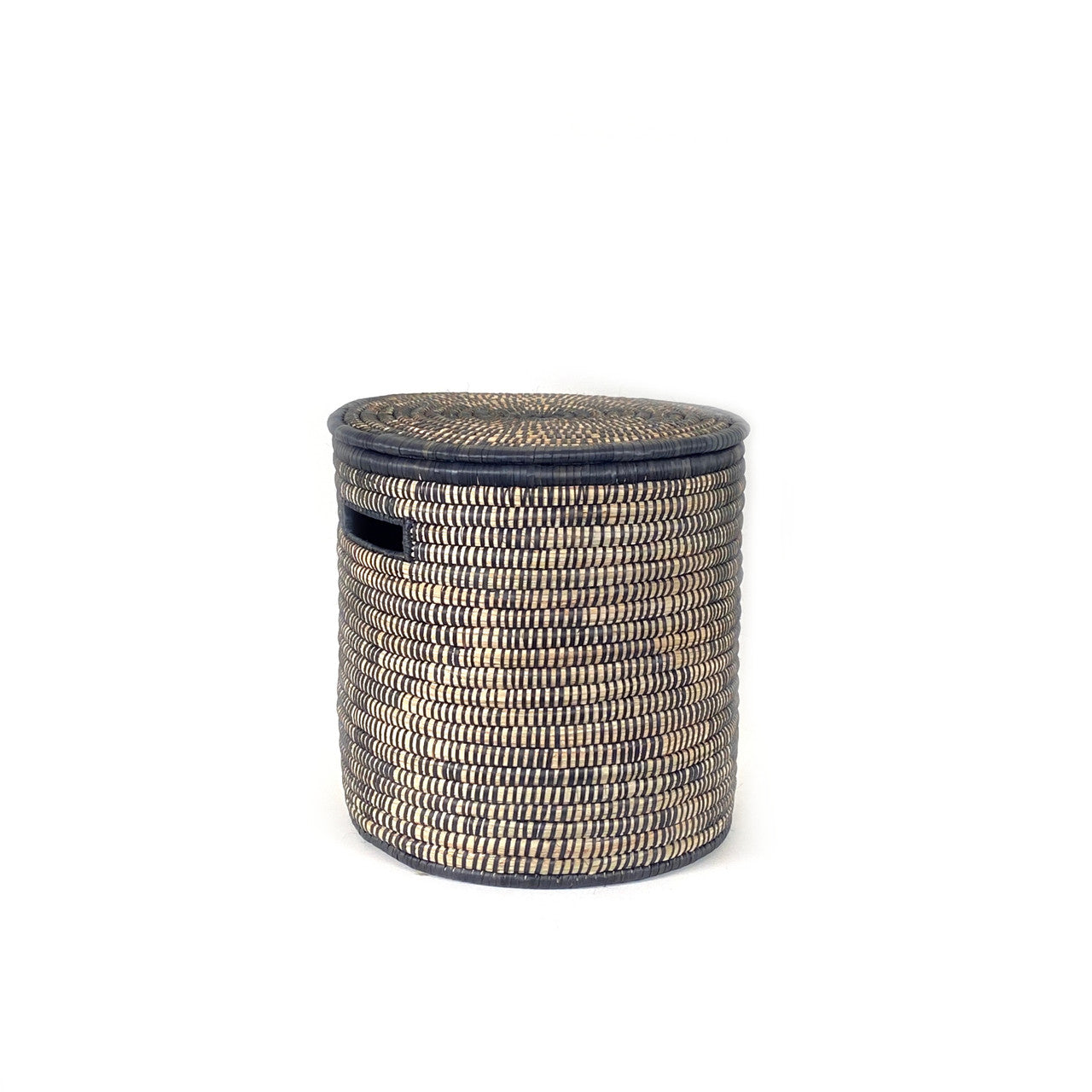 black and natural woven minimalist basket