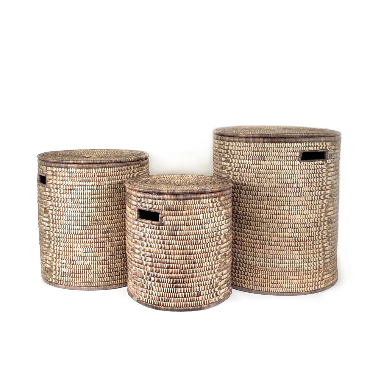 Brown and natural minimalist basket set of 3