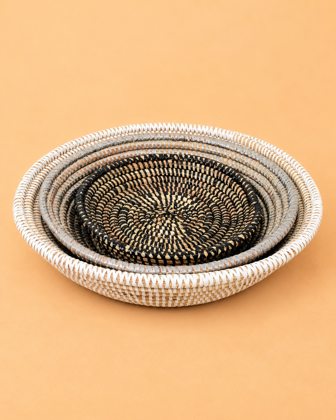 Tabletop Basket Bowl Set - Black/ Grey/ White