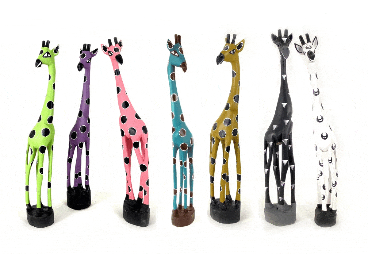 colorful painted giraffes from Zimbabwe