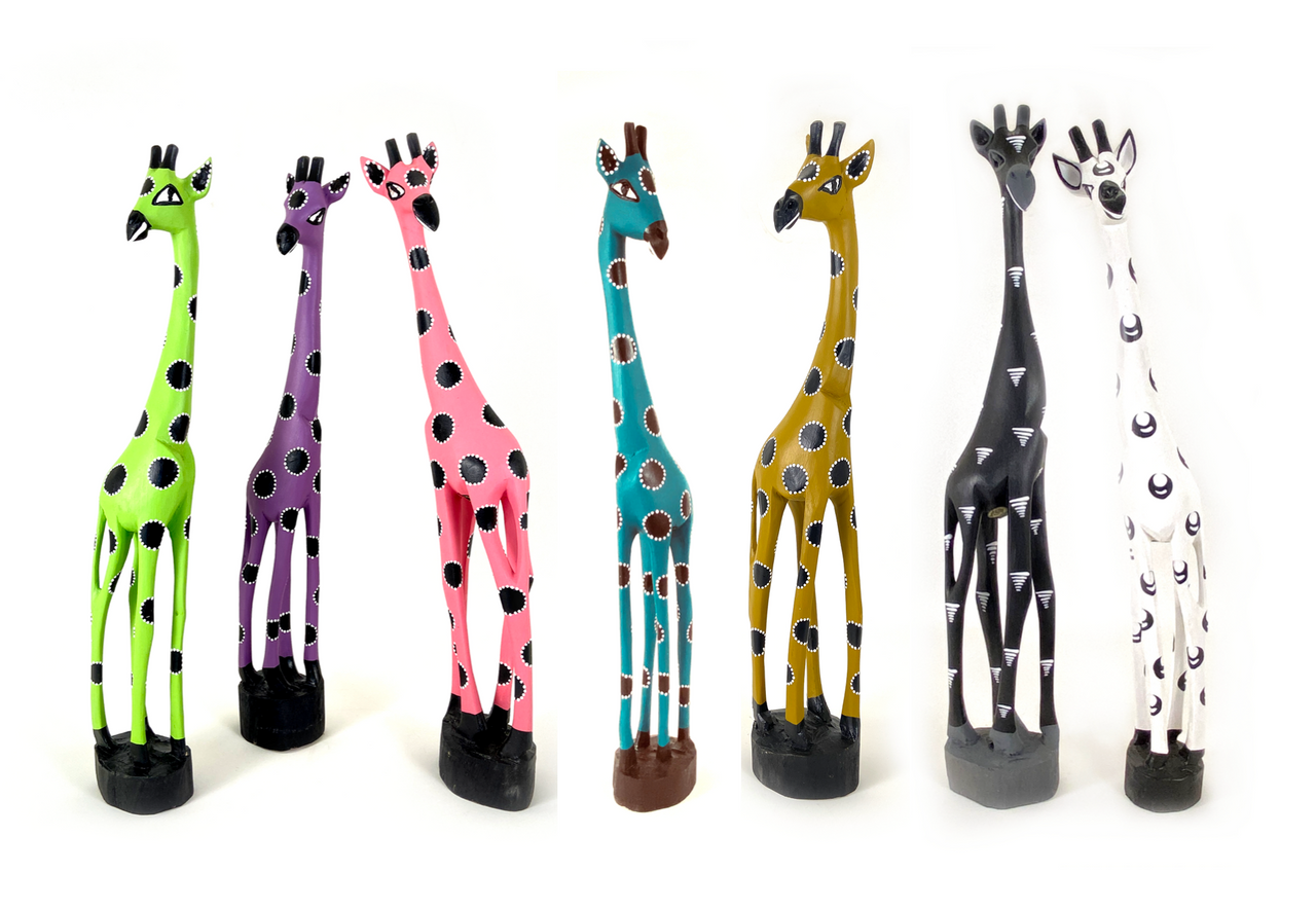 jacaranda wood hand carved giraffes