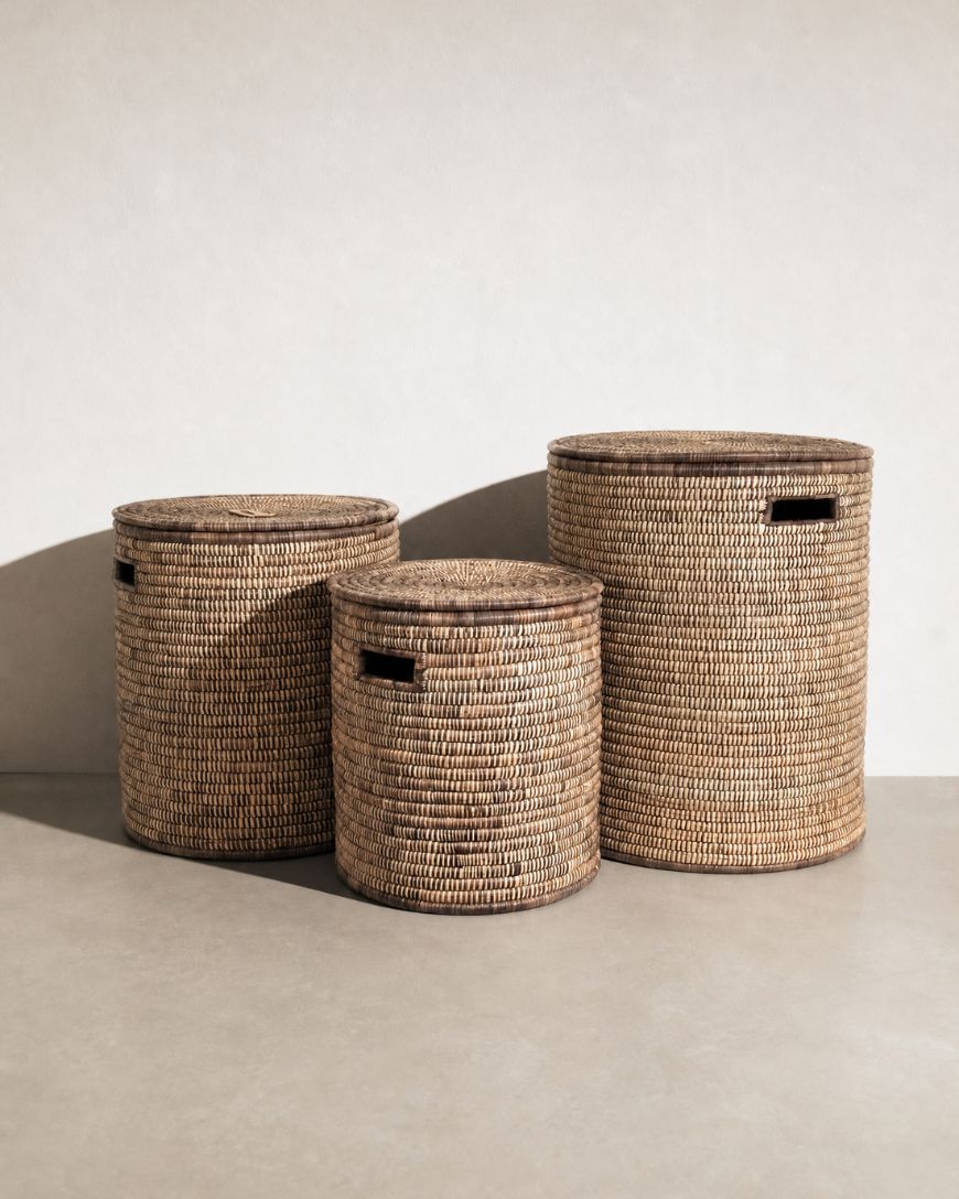 Malawi Floor Baskets with Lid - Brown