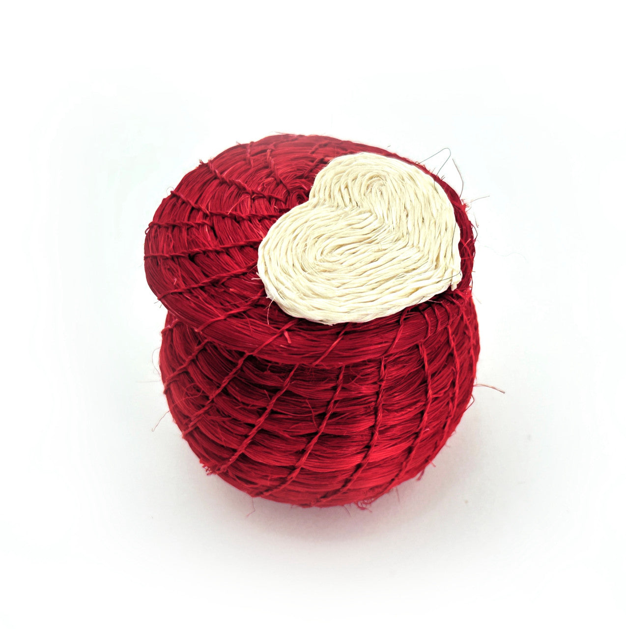 tiny red basket with white heart