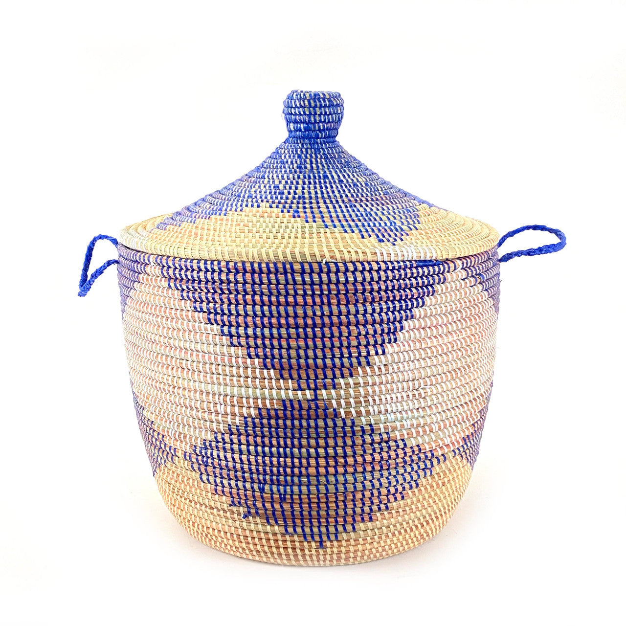 ow storage or floor basket with navy and white diamonds