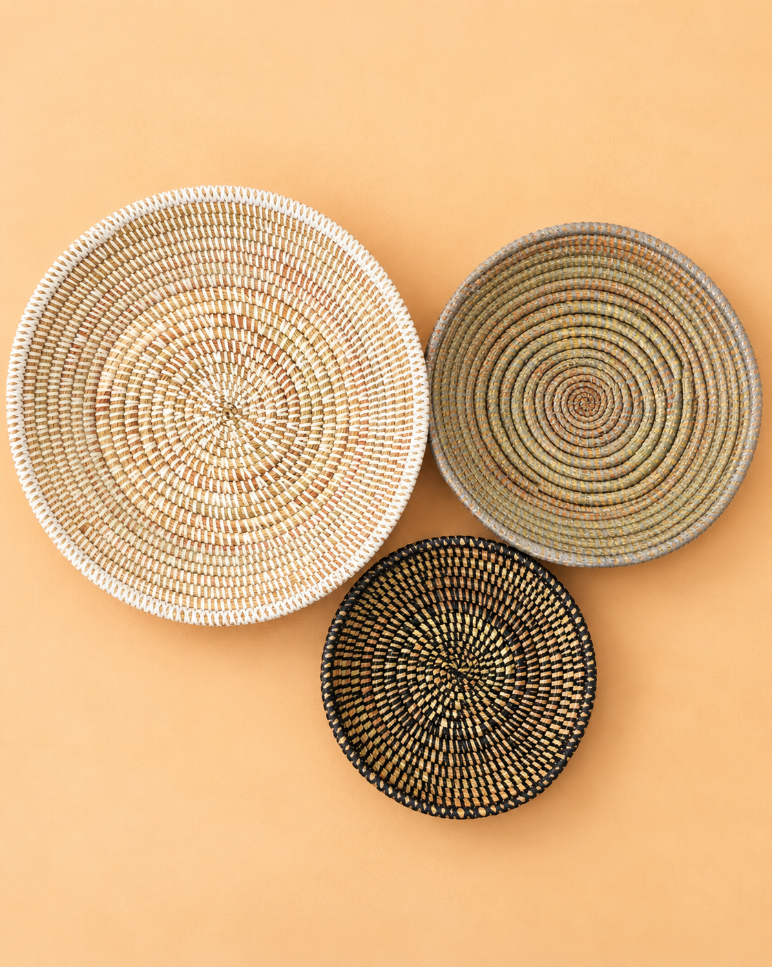 Tabletop Basket Bowl Set - Black/ Grey/ White