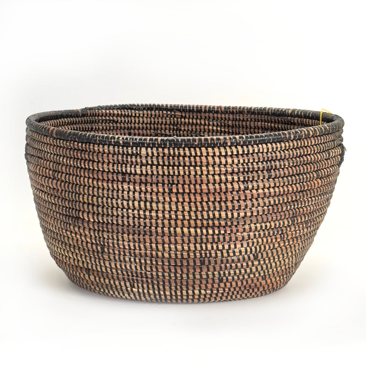 black rounded oval carrying basket