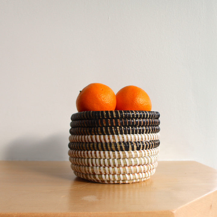our tiny striped basket made in Senegal
