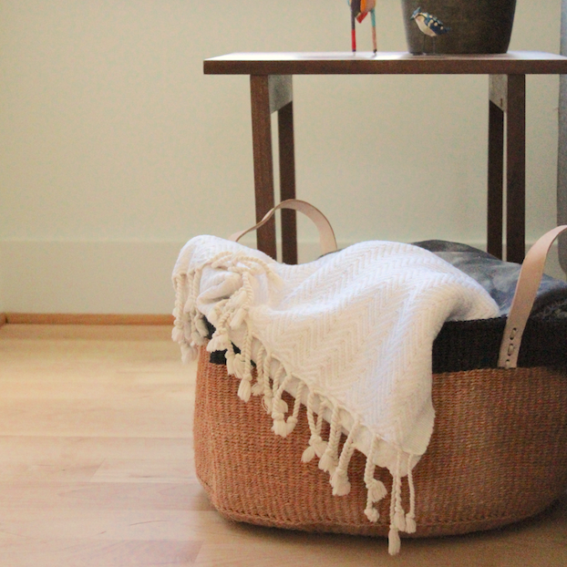 low storage basket perfect for sofa throws