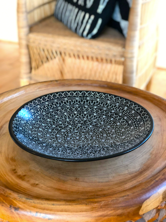 black mudcloth design platter
