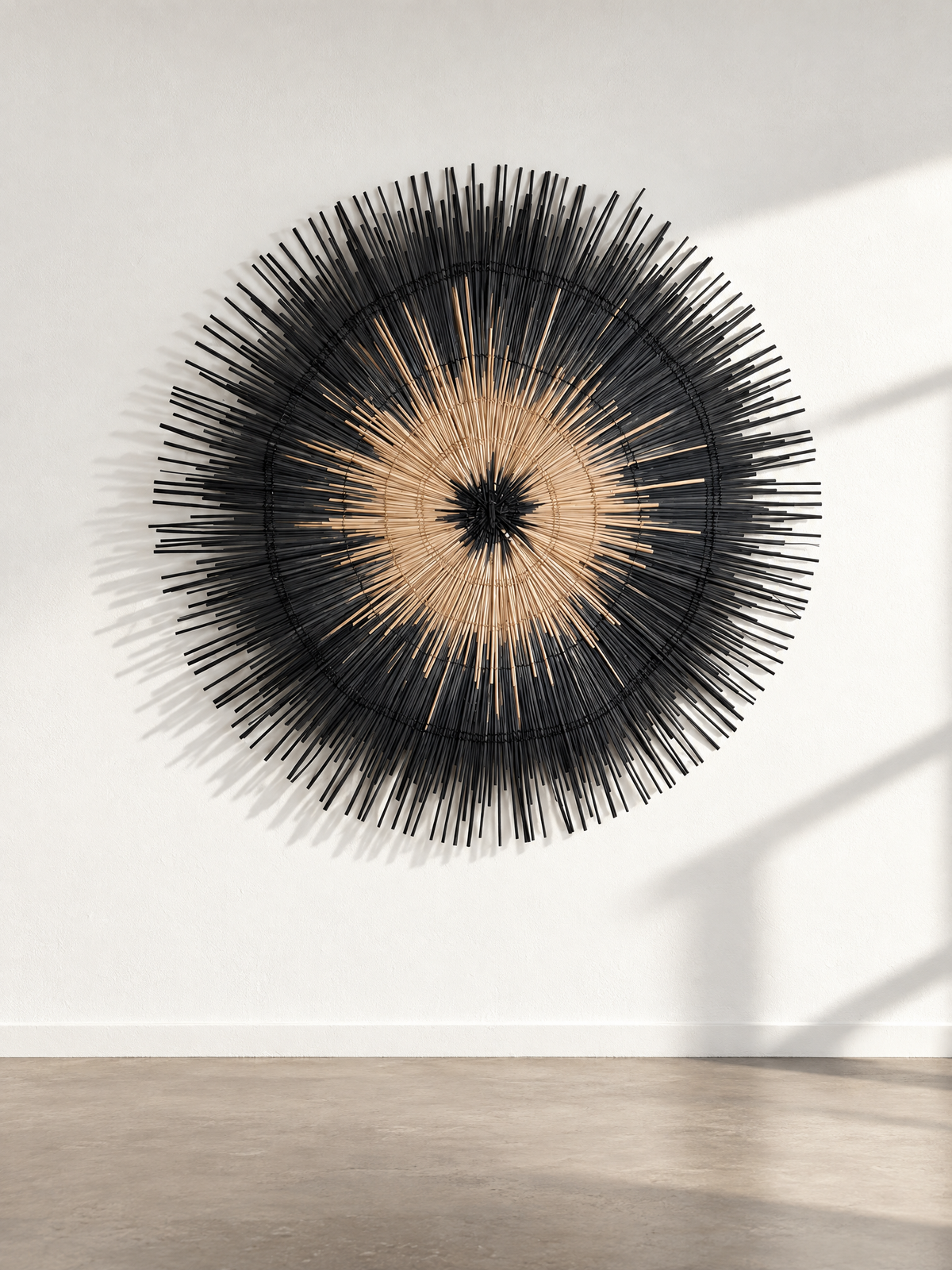 Sun Circle Black Handwoven Palm Wall Hanging | Malawi