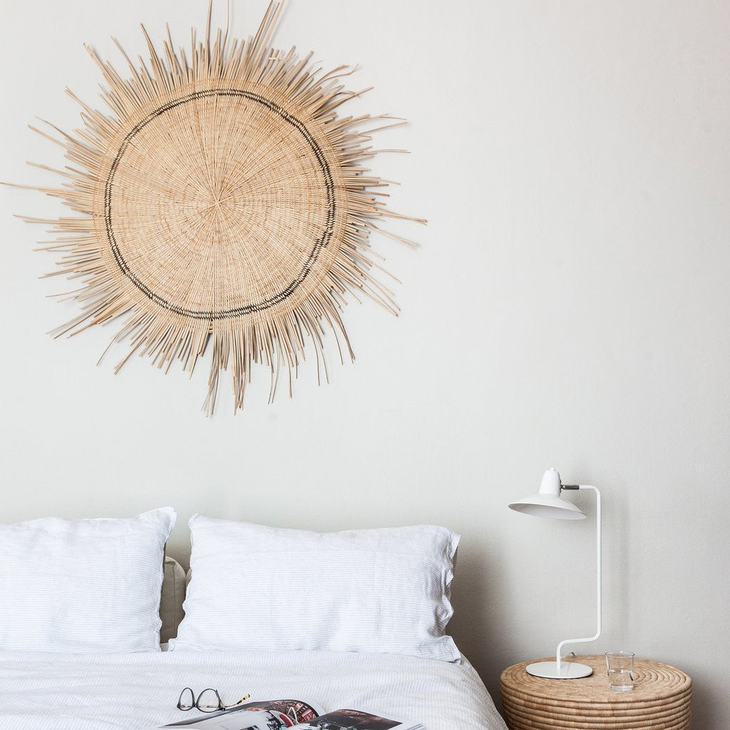 wall art sun circle natural in bedroom