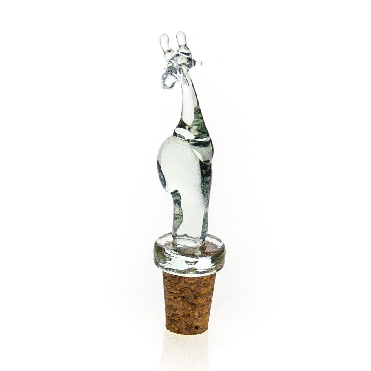 giraffe wine stopper made out of recycled glass