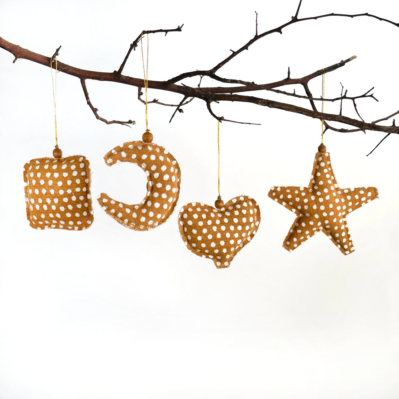 Mustard Yellow Whimsical Ornaments - Set of 4
