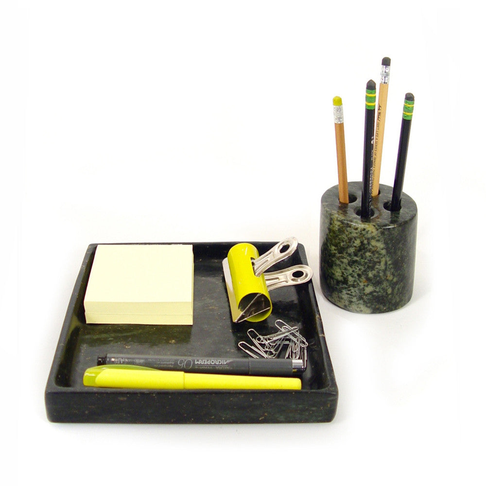 stone pencil or toothbrush holder with stone tray