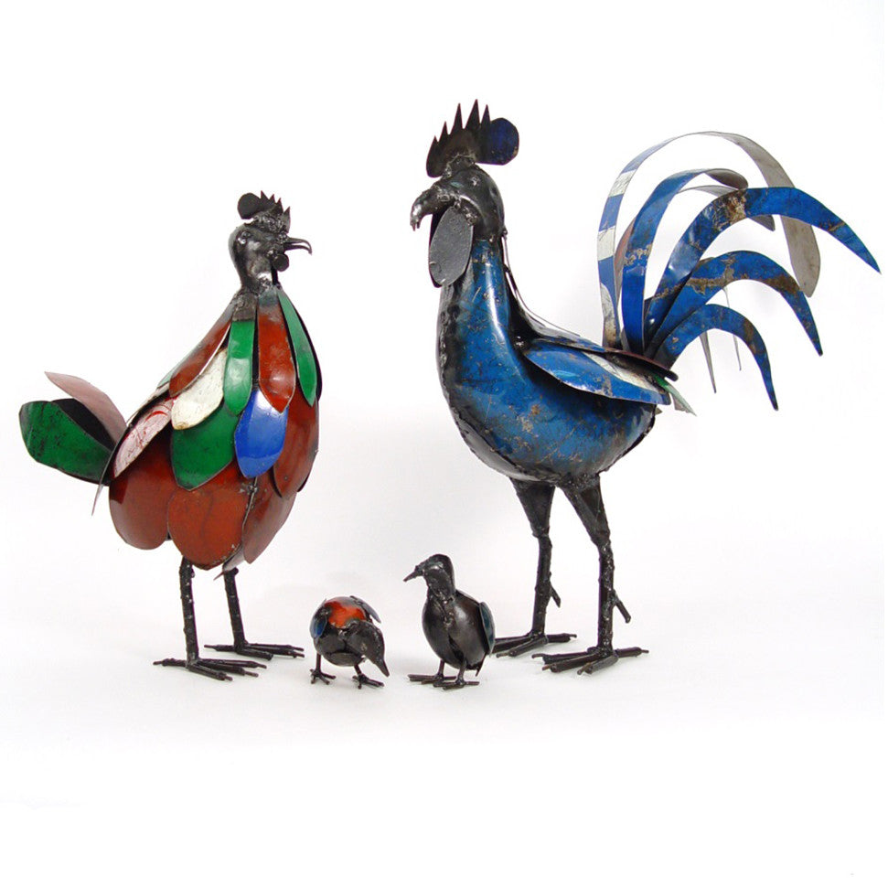 the whole family, mama hen, daddy rooster and baby chicks