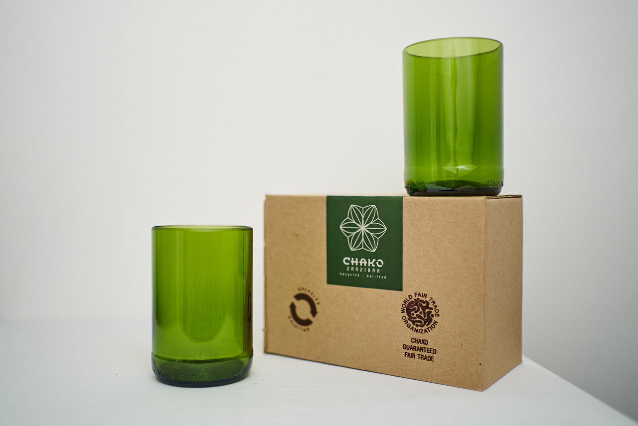 green recycled glasses