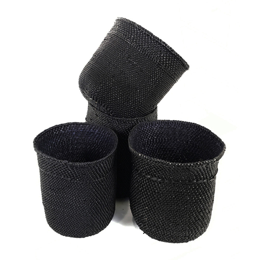 Small Iringa basket from Tanzania, black color 