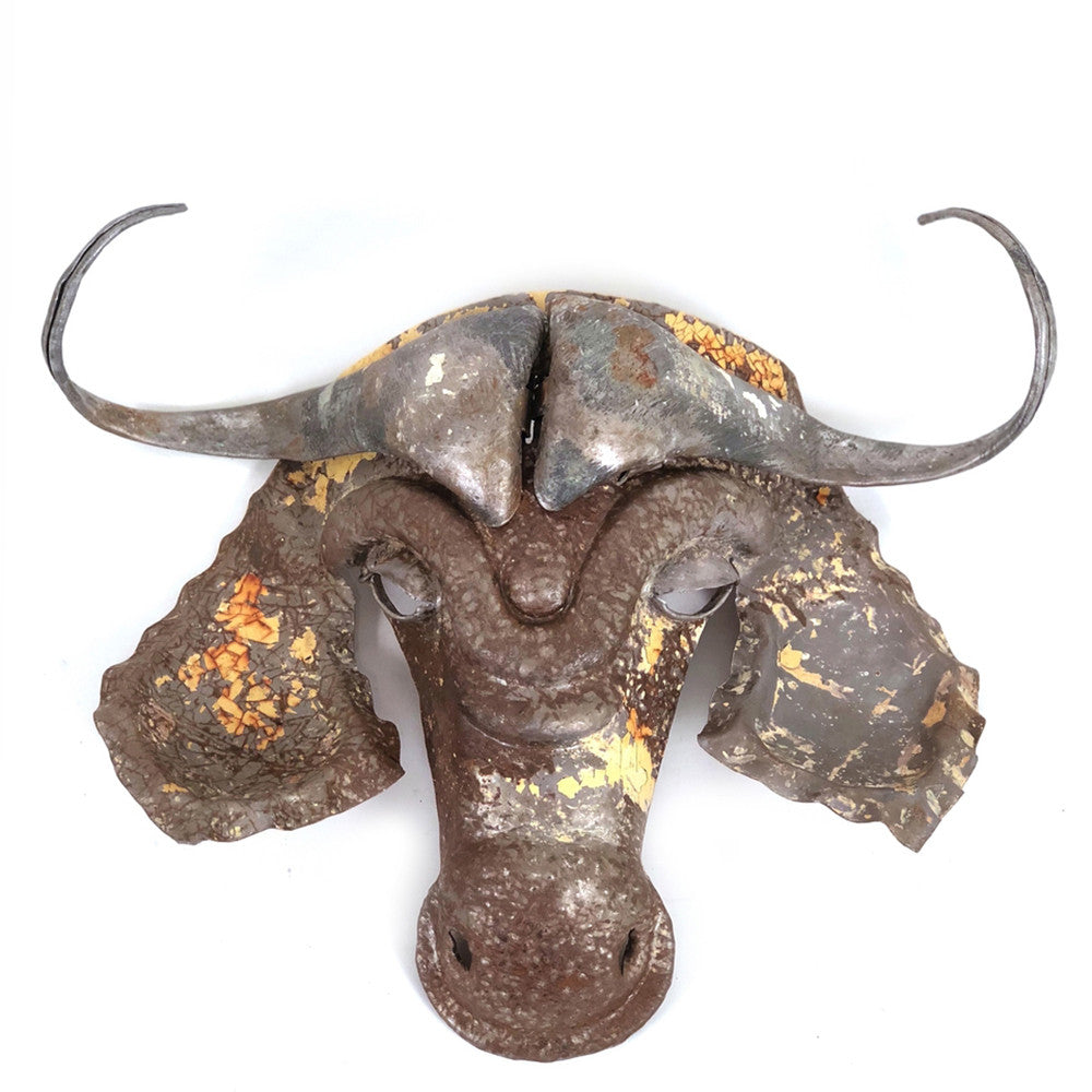 Buffalo Animal Mask - Recycled Metal Wall Art - Image 1