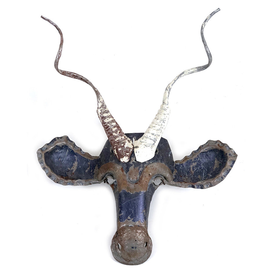 Kudu Animal Mask - Recycled Metal Wall Art - Image 3