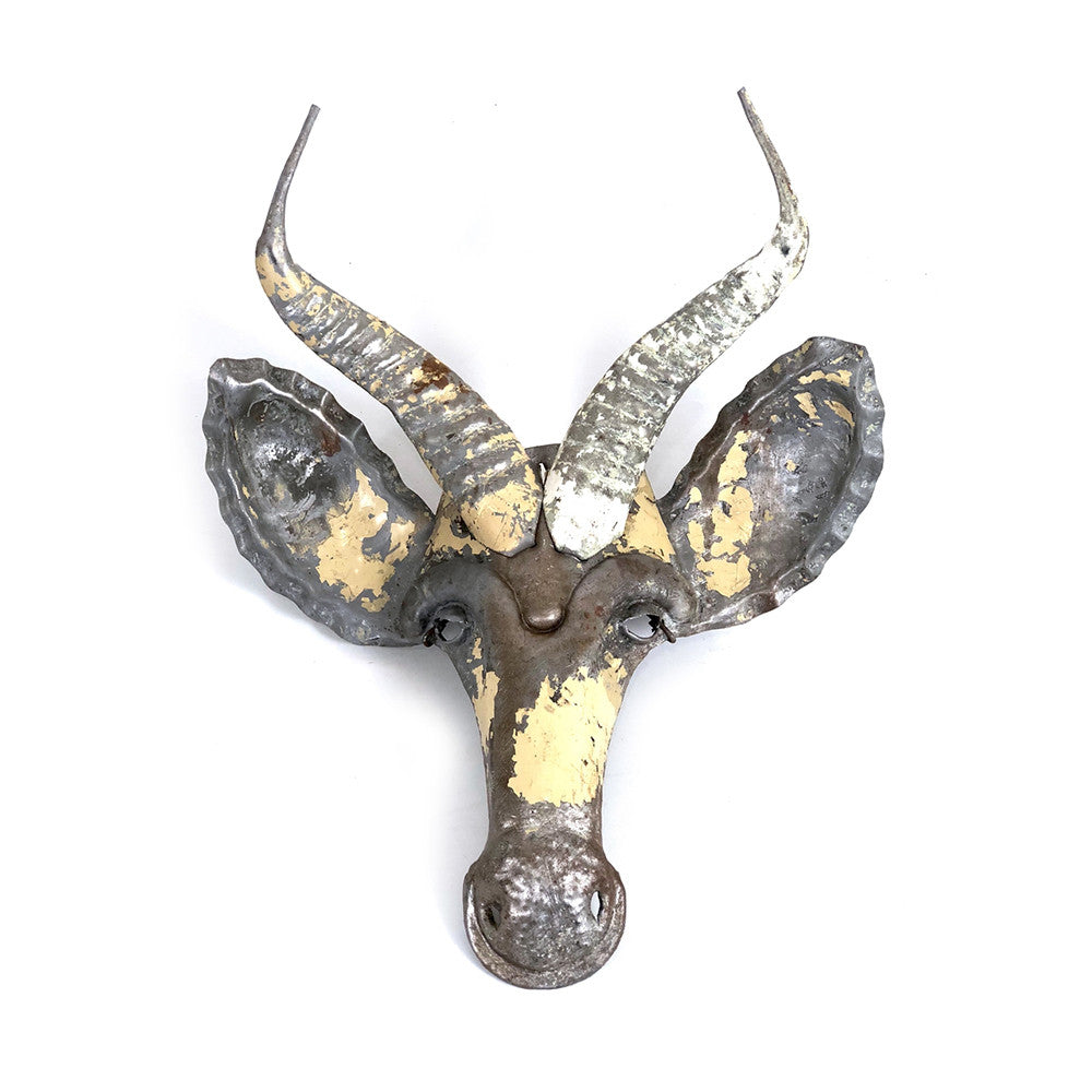 Springbok Animal Mask - Recycled Metal Wall Art - Image 2