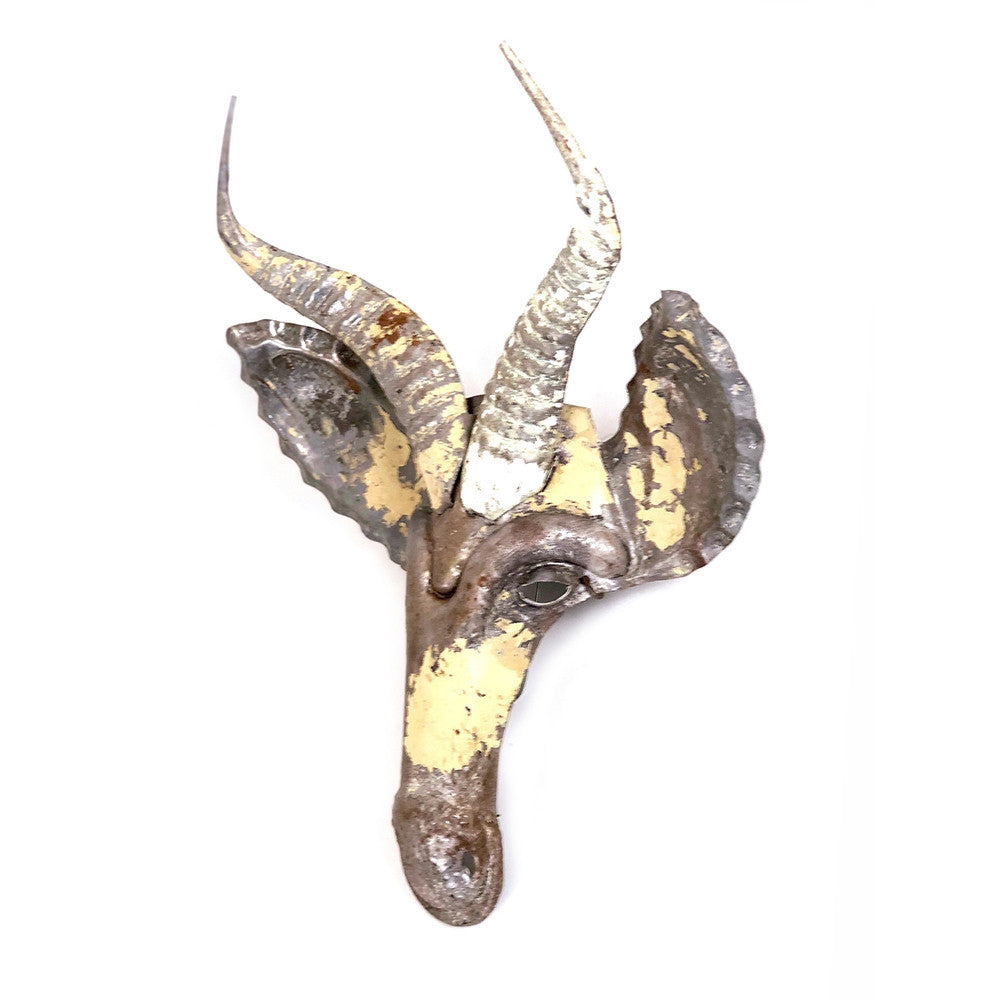 Springbok Animal Mask - Recycled Metal Wall Art - Image 3