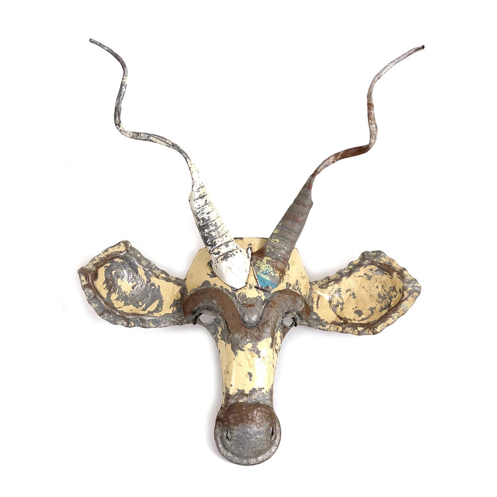 Kudu Animal Mask - Recycled Metal Wall Art - Image 1