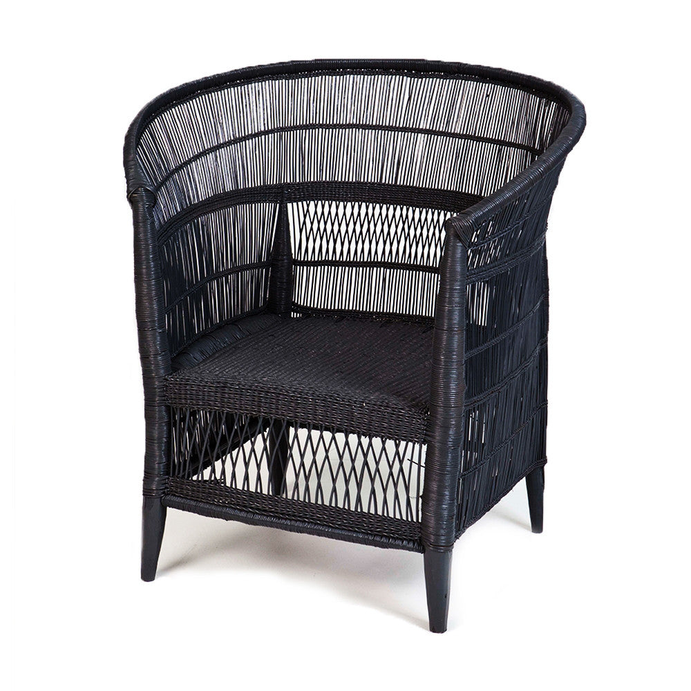 Malawi Cane Chair - Black - Front View