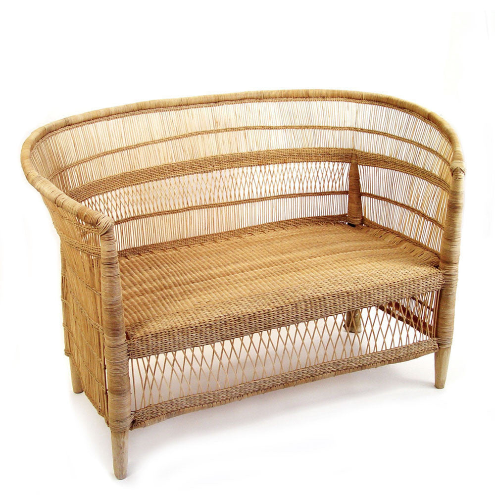 Malawi Cane Loveseat - Natural Side View