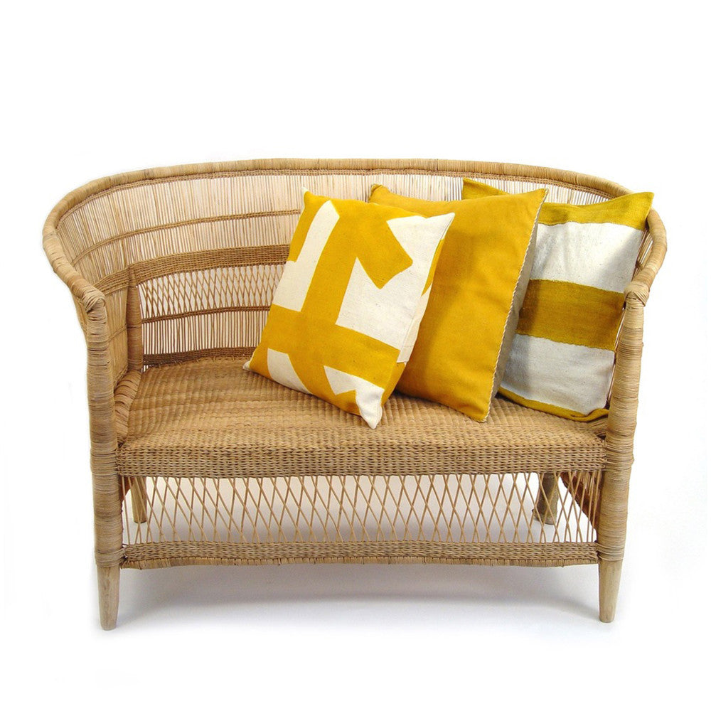 Malawi Cane Loveseat - Natural With Cushion