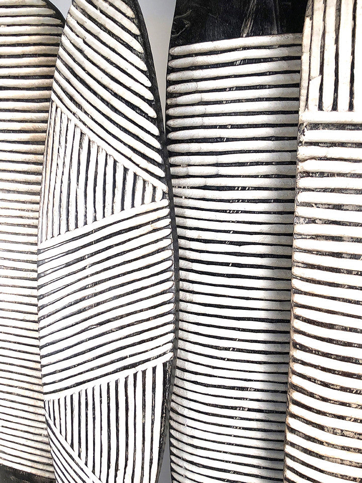 Diamond shaped white wooden African Bamileke shield from Cameroon Image 2
