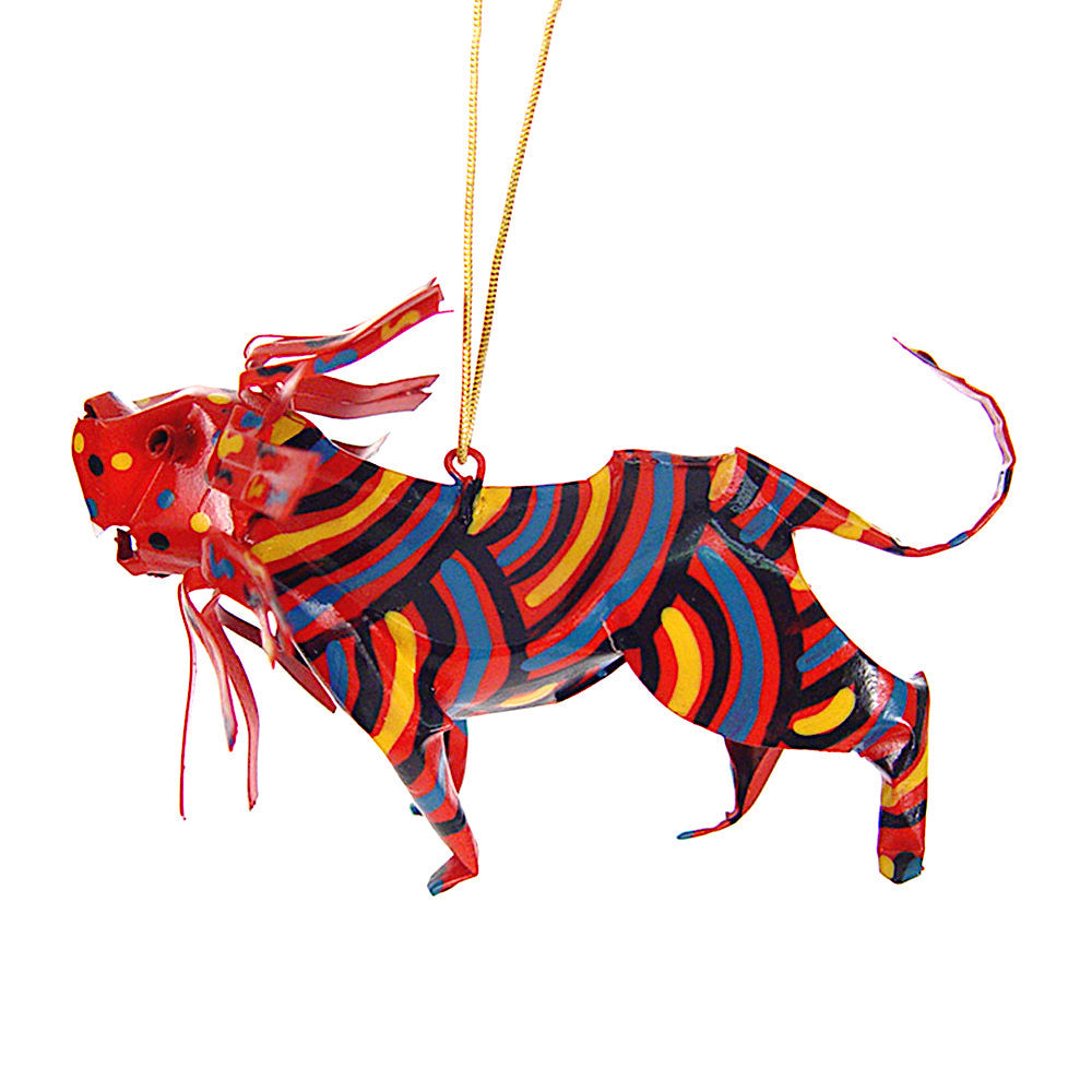 recycled tin lion ornament
